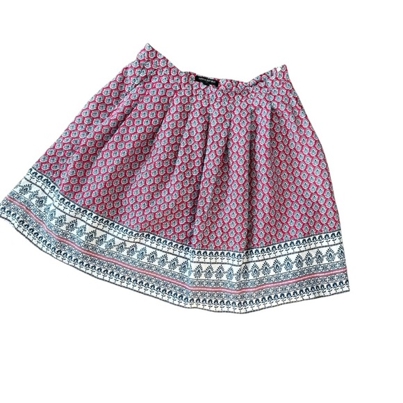 Banana Republic Border Print boho linen blend skirt Size 4 red blue white print - Picture 2 of 9